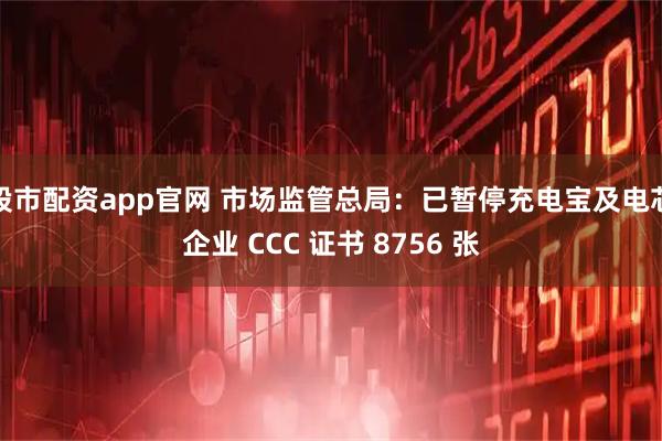 股市配资app官网 市场监管总局：已暂停充电宝及电芯企业 CCC 证书 8756 张